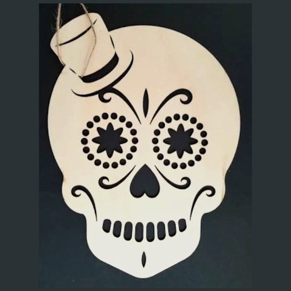 Day of the Dead Sugar Skull Wood - Top Hat - Día de Muertos - Calavera Calaca